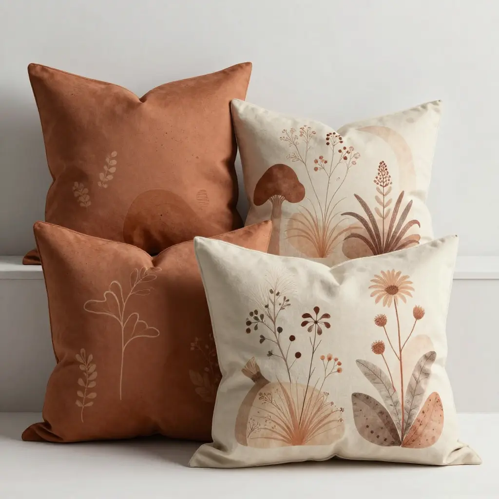 Set de cojines decorativos en tonos terracota